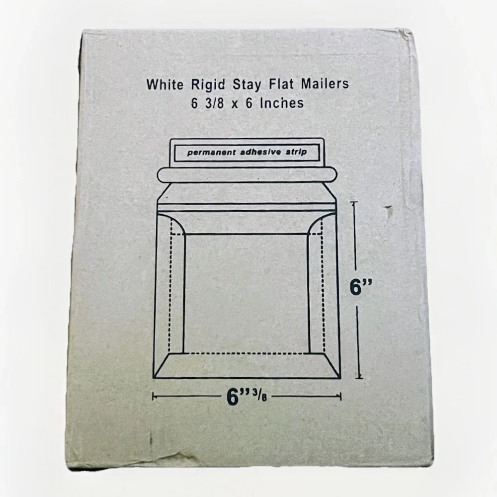 100 Pack White Rigid Stay Flat Mailers 6 3/8